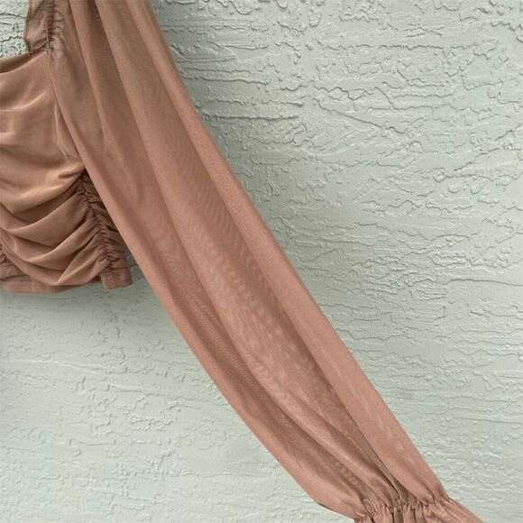 Forever 21 Women's Chiffon Peasant Sleeve Cropped Blouse Size L - Picture 6 of 9